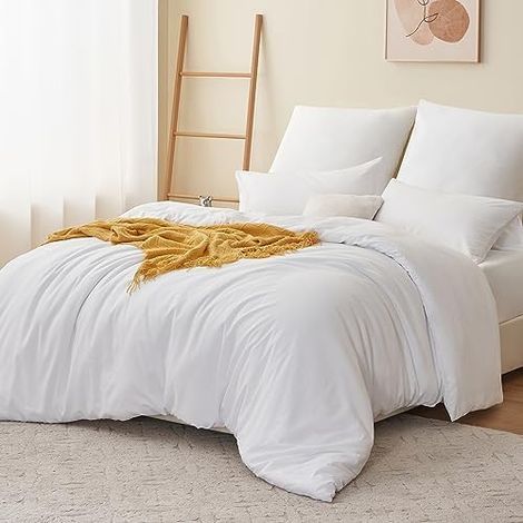 Housse de Couette 240x260 cm Blanc avec Fermeture Éclair – Parure de Lit 2 Personne pour 200x200 2 Taie d'oreiller 65x65 cm – Ensemble en Microfibre Infroissable (1/4)