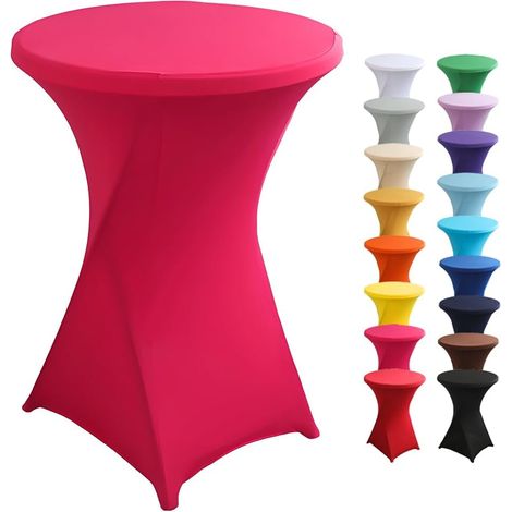 Housse Mange Debout - Housse de Table de Bar Bistrot Ronde Ø 60 cm/Ø 80 cm, Nappe Mange Debout pour Restaurant Bar Table Cocktail Banquet de Mariage Décoration (Rose Rouge,80x110cm) (1/5)