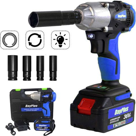 18V Akku-Schlagschrauber 1/2 Zoll Set mit 2 x 6.0Ah Akku und EU Ladegerät, 420Nm, 4 Stecknüsse - 14/17/19/22mm, 2-Gang Einstellbar Drehschlagschrauber mit Tragetasche (Mit 2-Akku)