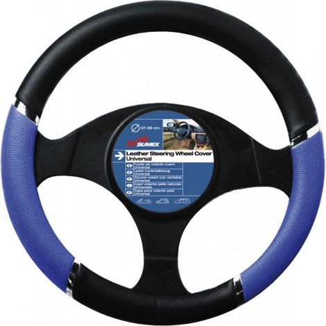 Couvre volant PVC speed bleu-noir - Car + (1/4)