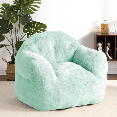 Pouf géant vert clair avec accoudoirs pour adulte, rembourrage éponge haute résilience, canapé au sol pour intérieur (1/5)
