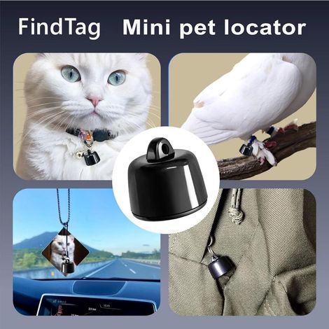 Mini traceur GPS pour animaux - Localisation des animaux - Suivi mondial gratuit - Design léger - Noir