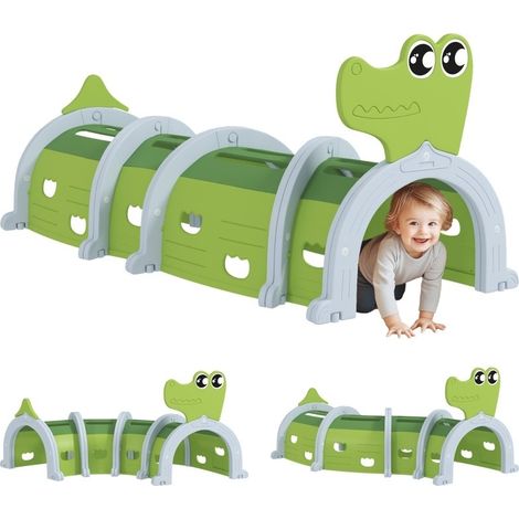 Tunnel de jeu design crocodile pour enfants de 3 à 6 ans, adapté pour ramper et grimper (1/5)