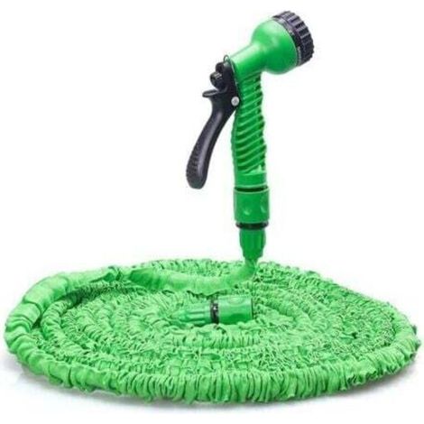 25FT Tuyau d'arrosage extensible - Tuyau d'eau flexible et léger, buse de pulvérisation à 7 fonctions, tuyau d'eau à noyau en latex triple couche et tissu extra résistant, tuyaux faciles à ranger (ver (1/5)