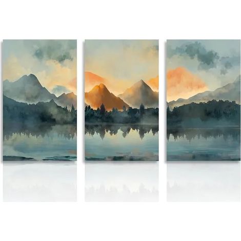 Affiche murale aquarelle lac de montagne, 30 x 40 cm, sans cadre, lot de 3, décoration chambre/salon (1/5)