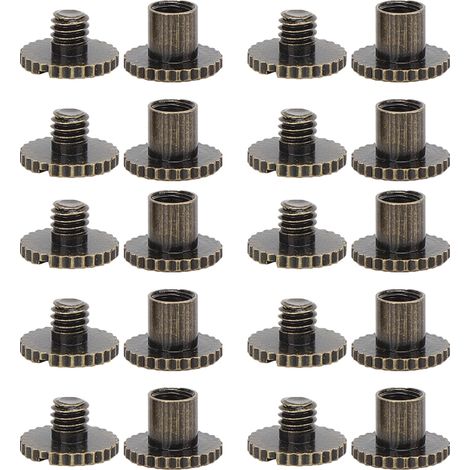 10 pièces rivets à tête plate à cannelures laiton pour fixations ceintures sacs à dos meubles bronze (1/5)