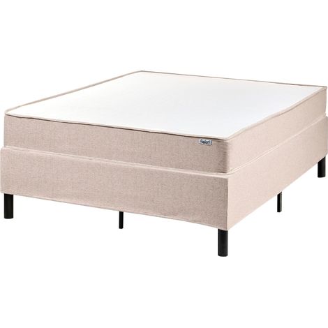 Letto matrimoniale con rete in tessuto 120 x 200 cm con materasso a molle insacchettate senza testiera beige Countess