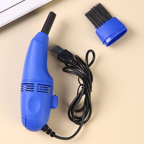 Mini aspirateur USB (pour clavier et voiture) avec brosse bleu foncé