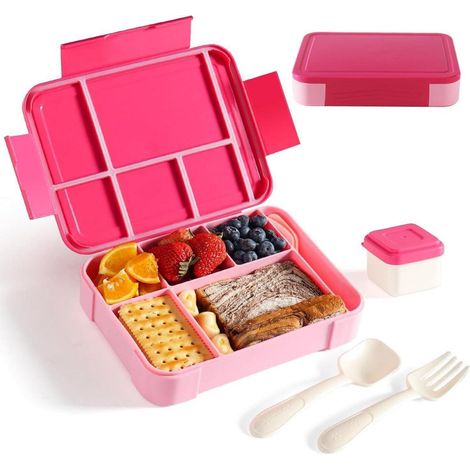 Brotdose Kinder 1300ml Fächer Lunchbox BPAfrei Pink ohne Aufdruck (1/5)