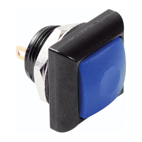 MINI PULSANTE QUADRATO IN METALLO CON PULSANTE BLU 1P SPST OFF-(ON) (1/2)
