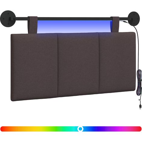 Maison Exclusive - Testiera sospesa Con luce LED Marrone Scuro Tessuto (1/5)