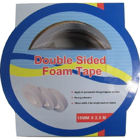 Double Sided Adhesive Tape x3 - 2.5M x 19MM Mounting Sticky Foam Roll