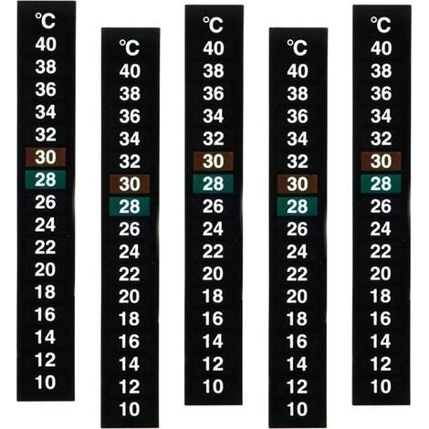 5-Piece Temperature Adhesive Thermometer Strip Aquarium Thermometer Sticker Celsius Display (1/4)