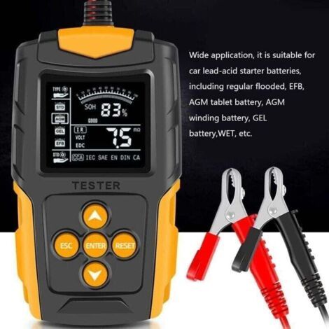 Tester per batterie auto 12V/24V con display LCD, analizzatore digitale di batterie, strumento diagnostico per auto, misurazione SOH, SOC, CCA e IR per auto, camion e moto.