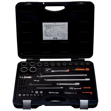 BAHCO - Jeu de douilles 1/4" et 1/2", 6 pans, dimensions métriques - 47 pc/coffret