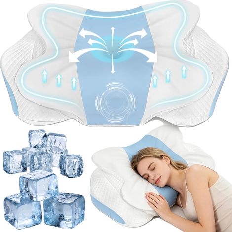 Almohada cervical, diseño ergonómico, soporte de doble altura, WBE (1/2)