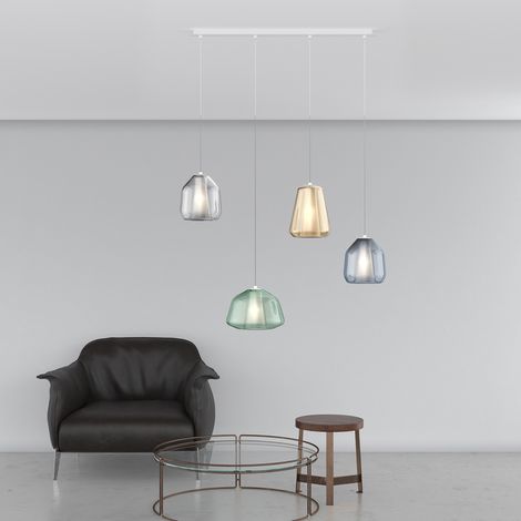 SOSPENSIONE BIANCO 4 LUCI RETTANGOLARE (ALPHA VE) (BETA TR + BL) (GAMMA AM) 1176BI-S4 R ABG-MC