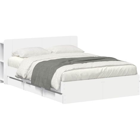 Telaio del letto con storage con testiera Bianco 150 x 200 cm vidaXL (1/5)