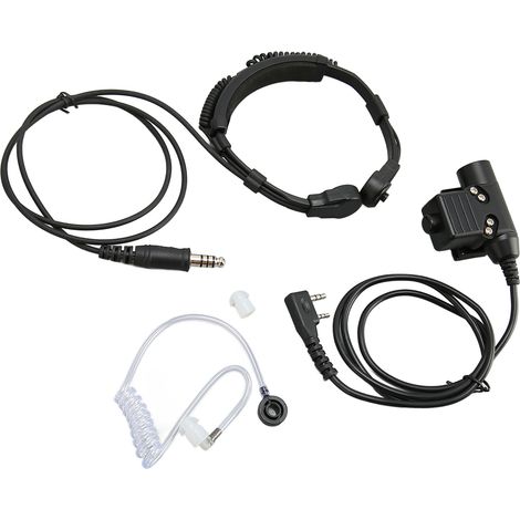 Micro-casque laryngé avec émetteur-récepteur 2 voies et écouteur télescopique, compatible PTT U94 pour Baofeng UV-5R, BF-888S, BF-F8HP, BF-F9, UV-82.