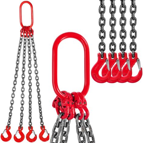 Chaîne de Levage de Poids à 4 Pieds élingue en Acier Allié 1 m Diamètre Chaîne 8 mm Capacité Charge 4 T élingue de Chariot élévateur Chaîne, Exploitation Minière des Ports de Construction G80 (1/5)