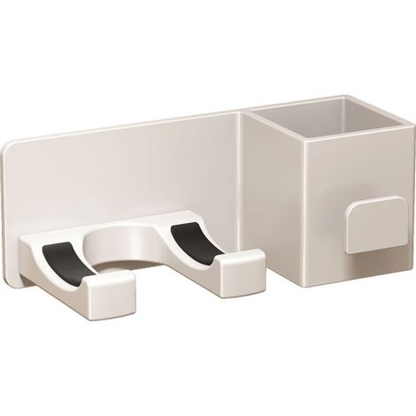 Support mural pour sèche-cheveux avec boîte de rangement, beige (1/2)