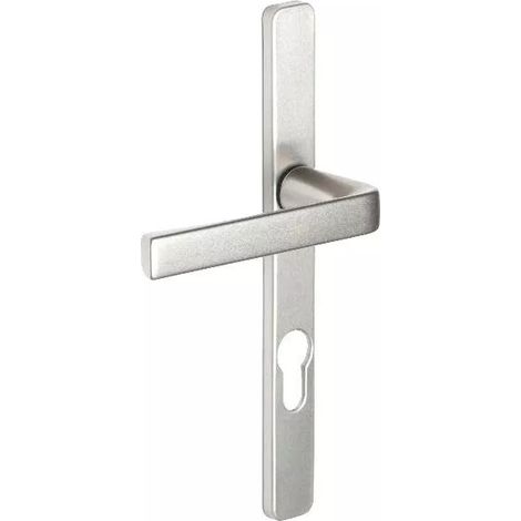 Vachette – Ensemble de béquille plaque étroite Kaza – Aluminium argent – Entraxe 195 mm – Carré 7 mm – Plaque 220 x 24 mm