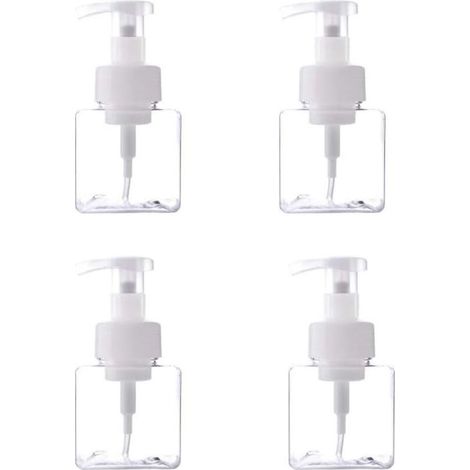 4pcs 250 ml Boîteille de Distribution en Plastique Transparent, Distributeur de Savon Manuel, Boîteille de Distributeur de Savon, Adapté au Savon Liquide et au Désinfectant pour Les Mains (1/5)