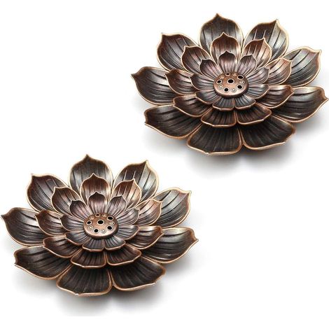 2 pièces porte-encens Lotus porte-encens avec accessoires d'encens attrape-cendres pour la décoration de la maison et du bureau-Fei Yu (1/5)