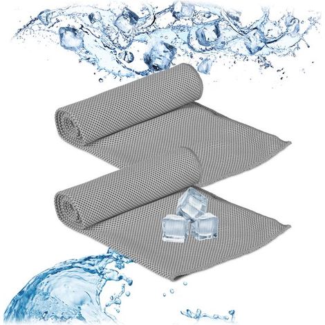 Asciugamano rinfrescante - 90 x 30 cm - set da 2 - microfibra - panno rinfrescante - grigio (1/5)