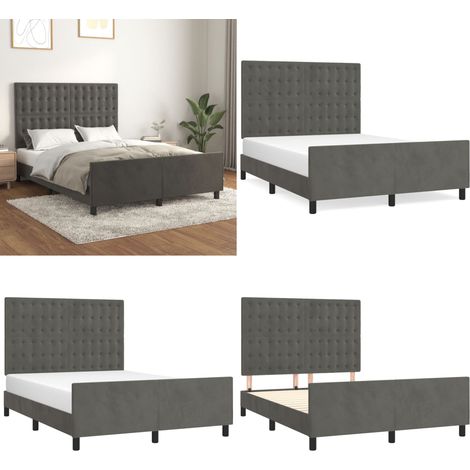 Bettgestell ohne Matratze Dunkelgrau 140x200 cm Samt - Samtbettwäsche - Bettestel - Doppelbett - Boxspringbett - Hochbett - Home & Living (1/5)