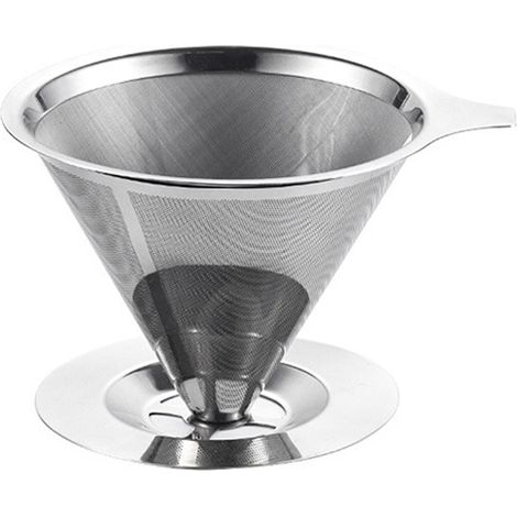 Coffee Filter - Stainless Steel Drip Filter Cup With Base - Reusable Paper-Free Coffee Drain - S M L (1/5)