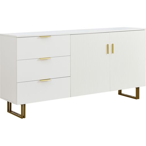 Aparador blanco de MDF con 2 puertas y 3 cajones, 160 x 40 x 81,5 cm (1/5)