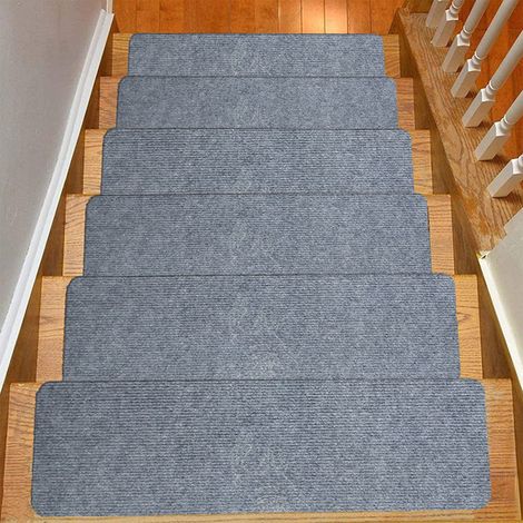 Tapis Anti-dérapant Pour Marches D'escalier - 20 x 76 cm - Fibre Polyester - Dos En Caoutchouc - Sans Colle - Pour Intérieur - 1 Pièce (1/5)