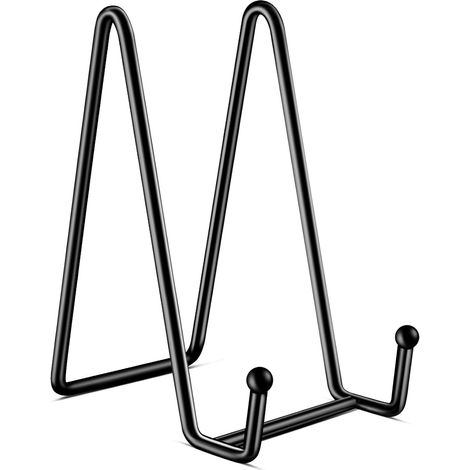 Porta piatti - Cornice portafoto - 18,5 x 10,5 cm (10 pollici) - Supporto - Piatto decorativo - Nero - Espositore - Libreria - Ganci - Ripiani - Mobiletto portaoggetti (1/4)