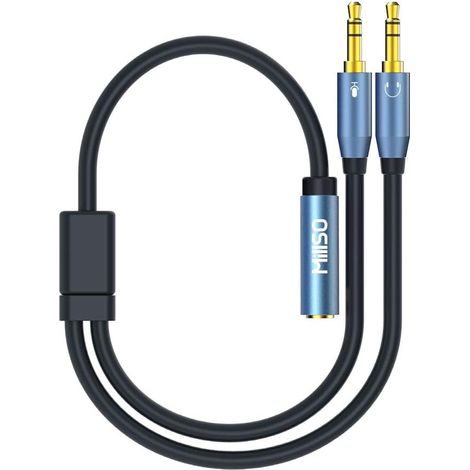 Adaptateur Y Jack 3.5 mm, répartiteur Casque plaqué Or (2X Jack 3,5 mm vers Prise 3,5 mm 4 pôles CTIA) pour Casque, PC de Bureau et Ordinateur Portable (1/5)
