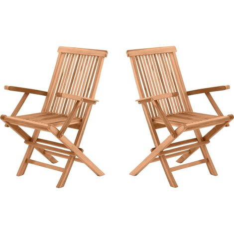 Fauteuil de jardin pliable en teck massif naturel (lot de 2) Eoline (1/5)