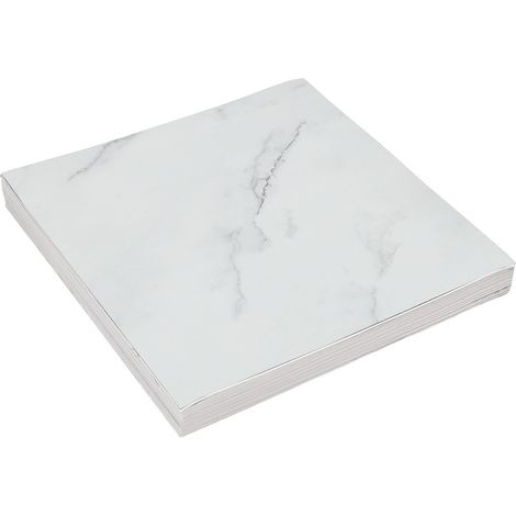 Senderpick – Lot de 32 dalles de sol autocollantes grises et blanches – PVC imperméable 1,2mm – Installation facile – Pour salle de bain, cuisine, salon, chambre