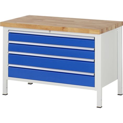 Rau Werkbank höhenverstellbar 8362A2, B1250xT700xH840-1040mm, 4x Schublade-TA (1/5)