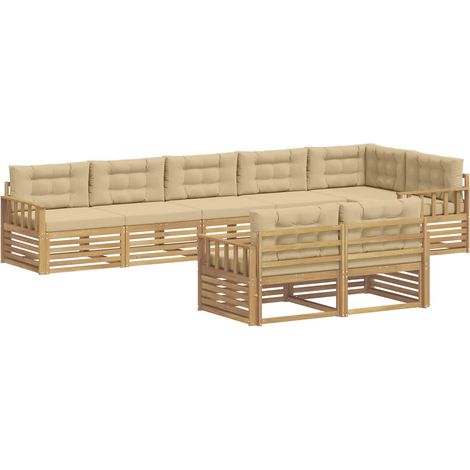 Outdoor Sofa Set with Cushion 8 pcs White and Beige Polyester vidaXL (1/5)