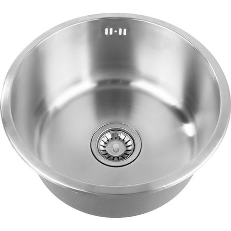Yongqing – Évier de cuisine encastré 1 bac en acier inoxydable 0,8 mm – Résistant à la corrosion – Surface brossée facile à nettoyer – Drain inclus