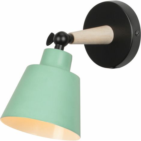 Applique murale moderne Style métal fer forgé bande de bois applique murale lampe nordique créative lampe suspendue vert, BLOW (1/4)