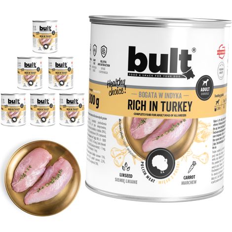 Cibo umido per cani BULT al tacchino, lattina da 6x800g (1/2)