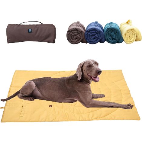 Couverture pour Chien et Chat Imperméable et Pliable,Tapis de Voyage,Camping et Extérieur Facile à Nettoyer,Plaid Chauffant pour Chiens Moyens et Grands,95 x 65 cm,Jaune (1/5)