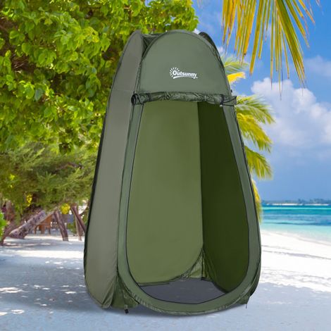 Tente de douche pliable portable anti-UV, cabine de toilette démontable avec sac de transport, pour plage, pêche, camping, randonnée, douche extérieure, vert.