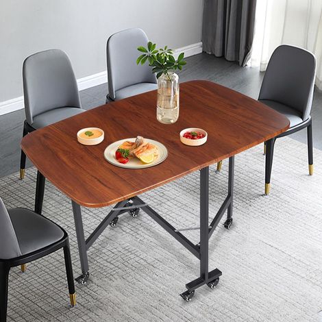 Klappbarer Esstisch Küchentisch Klappbar mit Rollen Holz Klapptisch Mobiler Holz-Küchentisch für Arbeitszimmer Schlafzimmer zu Hause, Vintagebraun (1/5)