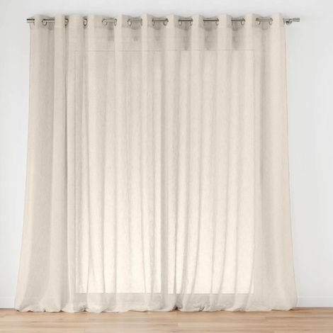 Paris Prix – Voilage à œillets 400x240cm en polyester – Tissu tissé – Label Oeko-Tex – Grande largeur avec 22 œillets (1/5)