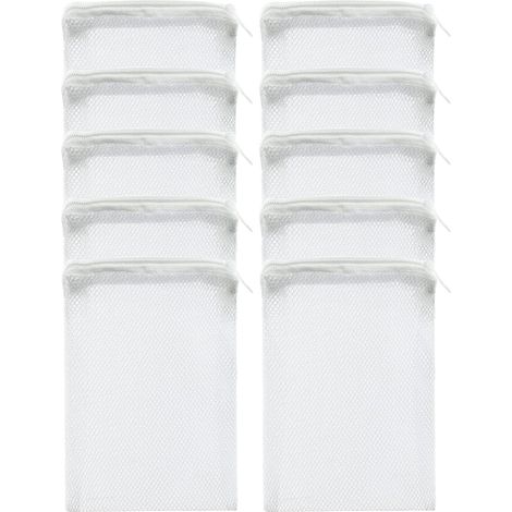 Confezione da 10 sacchetti per materiali filtranti per acquario, con chiusura a zip, adatti per carbone attivo, bio-sfere, anelli in ceramica, ecc., 1015 cm - bianchi.