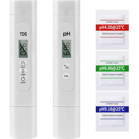 pH TDS mètre Combo, pH TDS Température 3 EN 1 Testeur de l’eau avec 0,01 pH, ± 2% de Test de pureté de l’eau pour l’eau potable, piscine, aquariums, hydroponie (1/5)