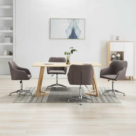 vidaXL Chaises pivotantes à manger lot de 4 taupe tissu (1/5)