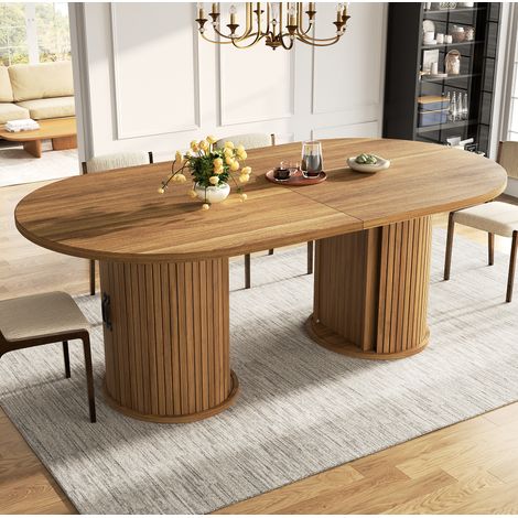Tavolo allungabile 149,8-189,7 x 80 x 75 cm con vano contenitore a scomparsa, piano scorrevole, MDF - marrone scuro (1/5)